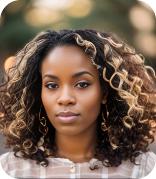 Roller Set Curls with Blonde Highlights