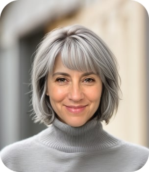 Gray Bob with Bangs